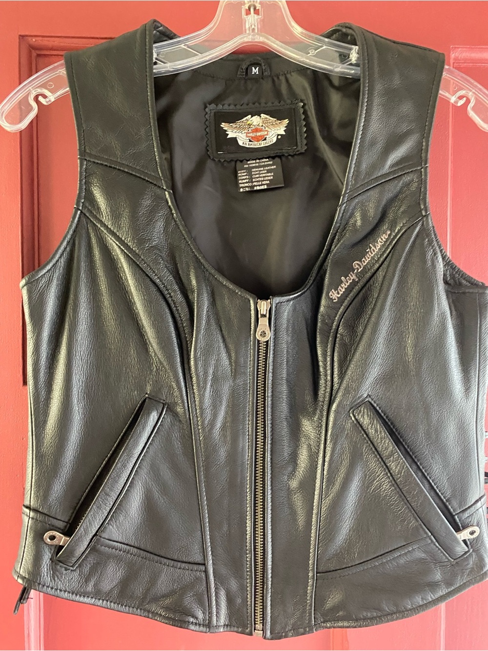 Harley-Davidson Women's Black Leather Zip-Front Vest